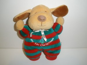 Soft Dreams My 1st First Christmas Puppy Dog Red Green Plush Rattle Baby Toy | eBay