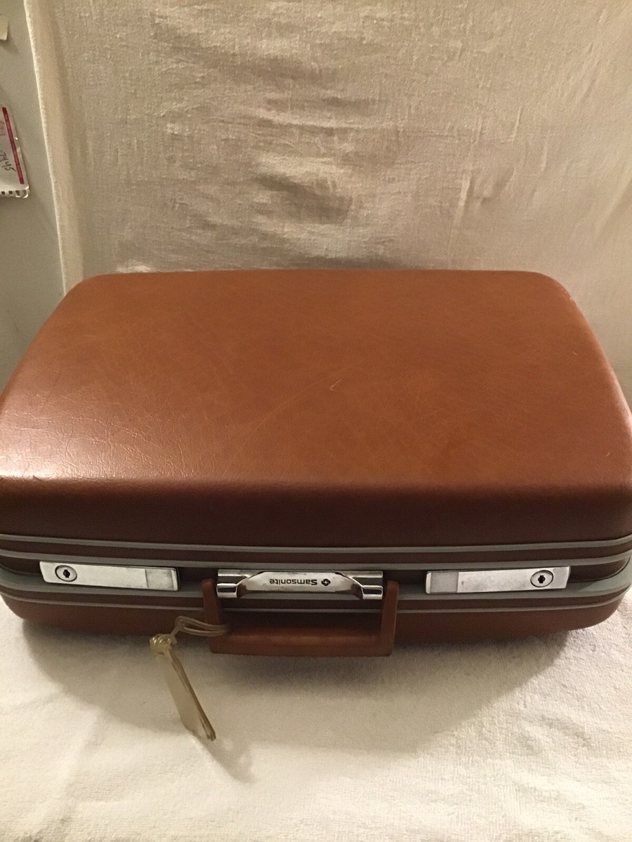 SAMSONITE HARD SHELL PLASTIC SUITCASE LUGGAGE RARE VINTAGE BROWN