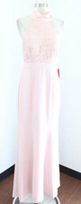 NWT Eliza J Blush Pink Lace Bodice Halter Tie Neck Evening Formal Dress Gown 6