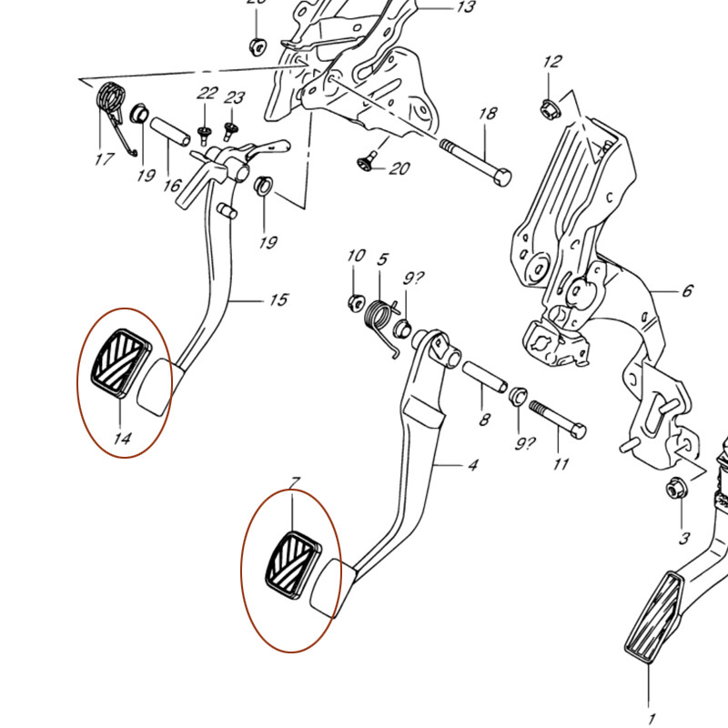 2 Coperture Antiscivolo Per Pedali Frizione E Freno In Gomma Per Suzuki SX4, Swift, Vitara E Altri Modelli (Cambio Manuale) - Sostituto OE 49751-58J00