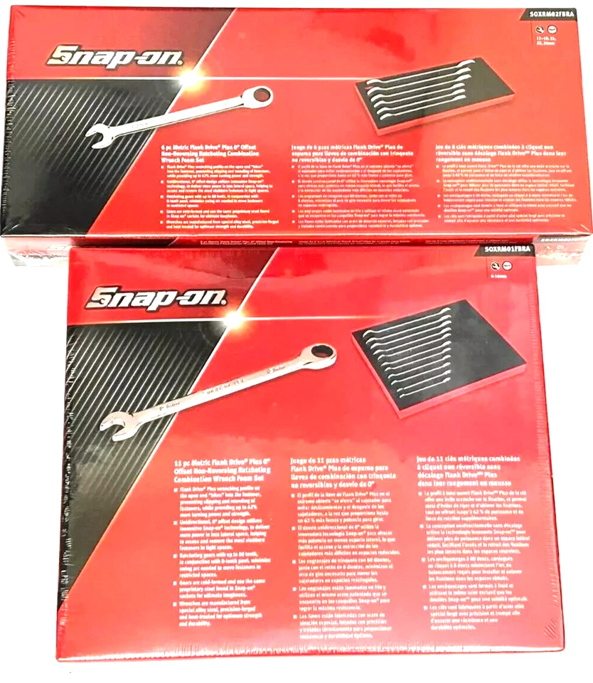 SNAP ON TOOLS 17pc Metric 0° Offset Non-Reversing Ratcheting Wrench Foam Set + - Image 2 of 4