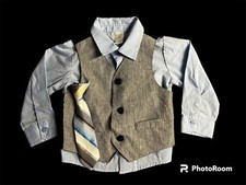 NWOT GEORGE Toddler Boys 3 Piece Outfit: blue shirt,vest, tie sz 18M reg. 30