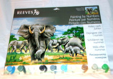 Elephants The Charge Painting by Number Kit by Reeves NEW Made in England