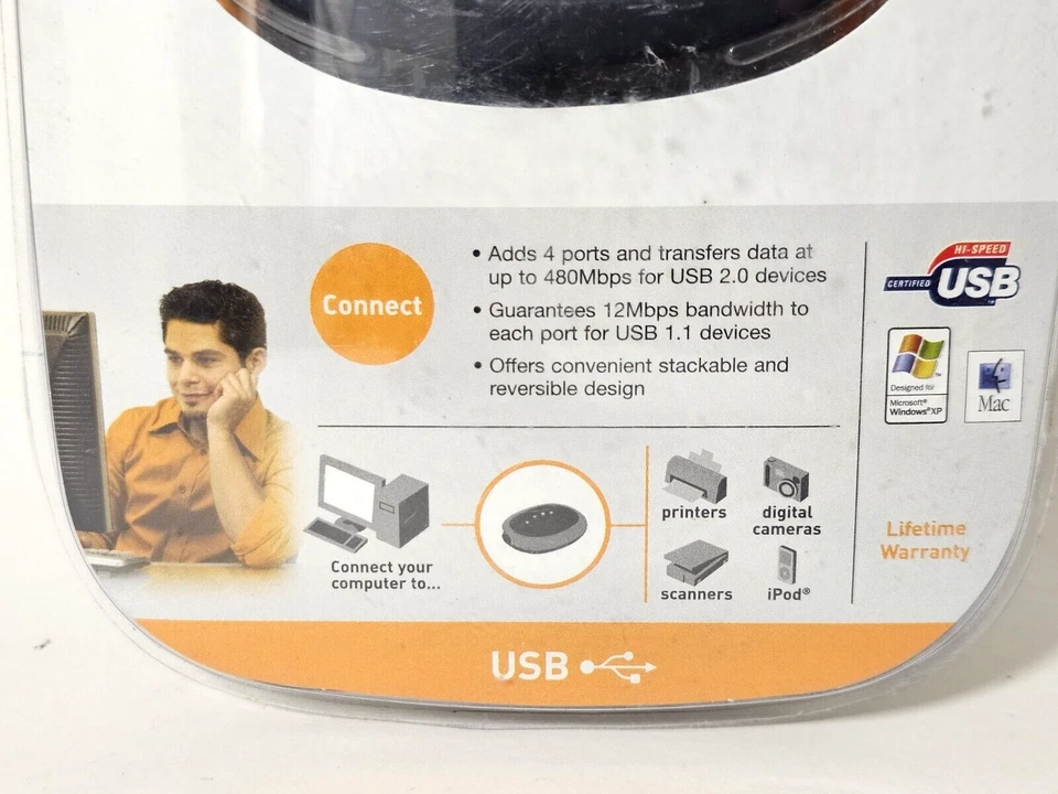 Belkin Hi-Speed USB 2.0 4-Port Hub Stackable and Reversible Design - Image 4 of 4