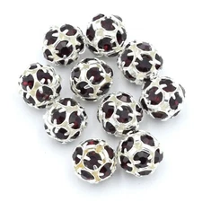 Silver Plated Red Crystal Rhinestone Disco Round Ball Beads Findings Crafting 