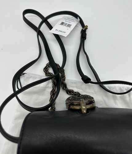 Moschino Leather Engraved Padlock Crossbody Black FREE Shipping - Picture 5 of 7
