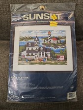 Dimensions Sunset Spray Cliff Inn 12138 Needlepoint Kit Sealed 1998 Complete