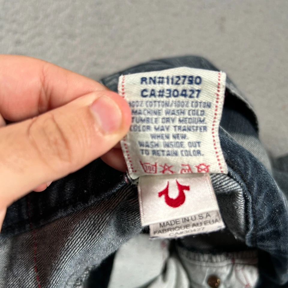 Vintage True Religion Jeans Mens 32x28 Blue Acid Wash Denim Bobby Big T USA - Image 4 of 4