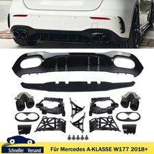 für Mercedes A Klasse W177 Heckdiffusor A45 Optik Glänzend Schwarz Auspuffblende für Mercedes A Klasse W177 Heckdiffusor A45 Optik Glänzend Schwarz Auspuffblende