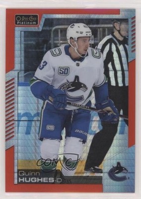 2020-21 O-Pee-Chee Platinum Red Prism 137/199 Quinn Hughes #10 2nt