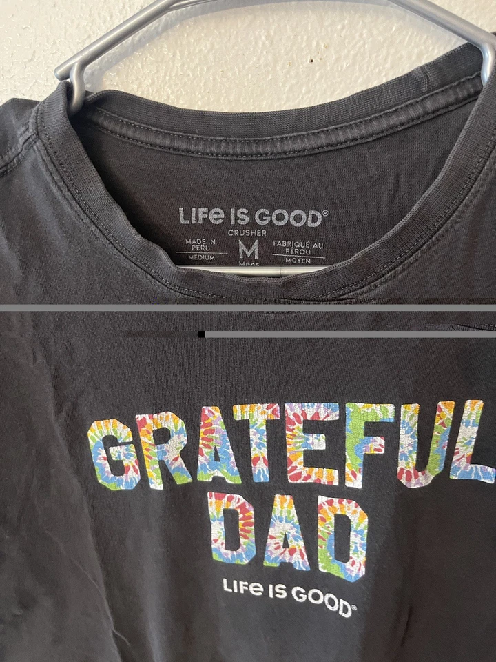 Camiseta Life is Good Para Hombres M Negra Crusher Grateful Dad Gráfica Foto 3 de 4