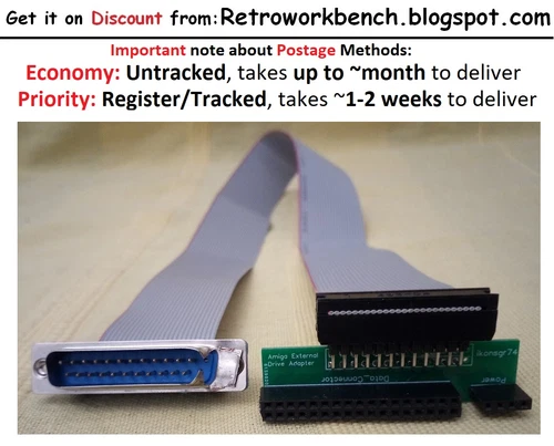 External Amiga drive adapter cable for Gotek HxC FF Usb emulator +A500 boot hack