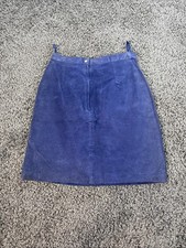 Vintage Micki Leather Skirt Womens Size 8 Royal Blue Suede Midi 80s