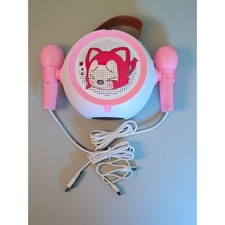 Mini Portable Bluetooth Karaoke Speaker with Microphones Pink/White