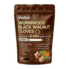 Holior Wormwood Black Walnut Clove Herbal Supplement 240 Softgels
