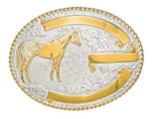 Crumrine Western Belt Buckle Appaloosa Horse Silver Bronze C02118