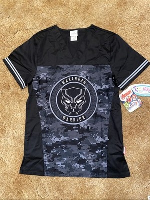 Marvel Avengers Black Panther Wakanda Warrior Women s Scrubs Sz XS Tooniforms 