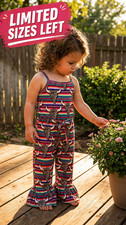 Girls Western Bell Bottom Romper Serape Cow Skull Cowgirl Jumpsuit Toddler