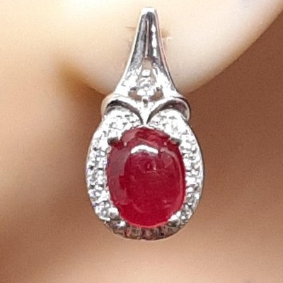 Weltklasse 3,24ctw Rubin & weißer Saphir 925 Sterling Silber Ohrringe