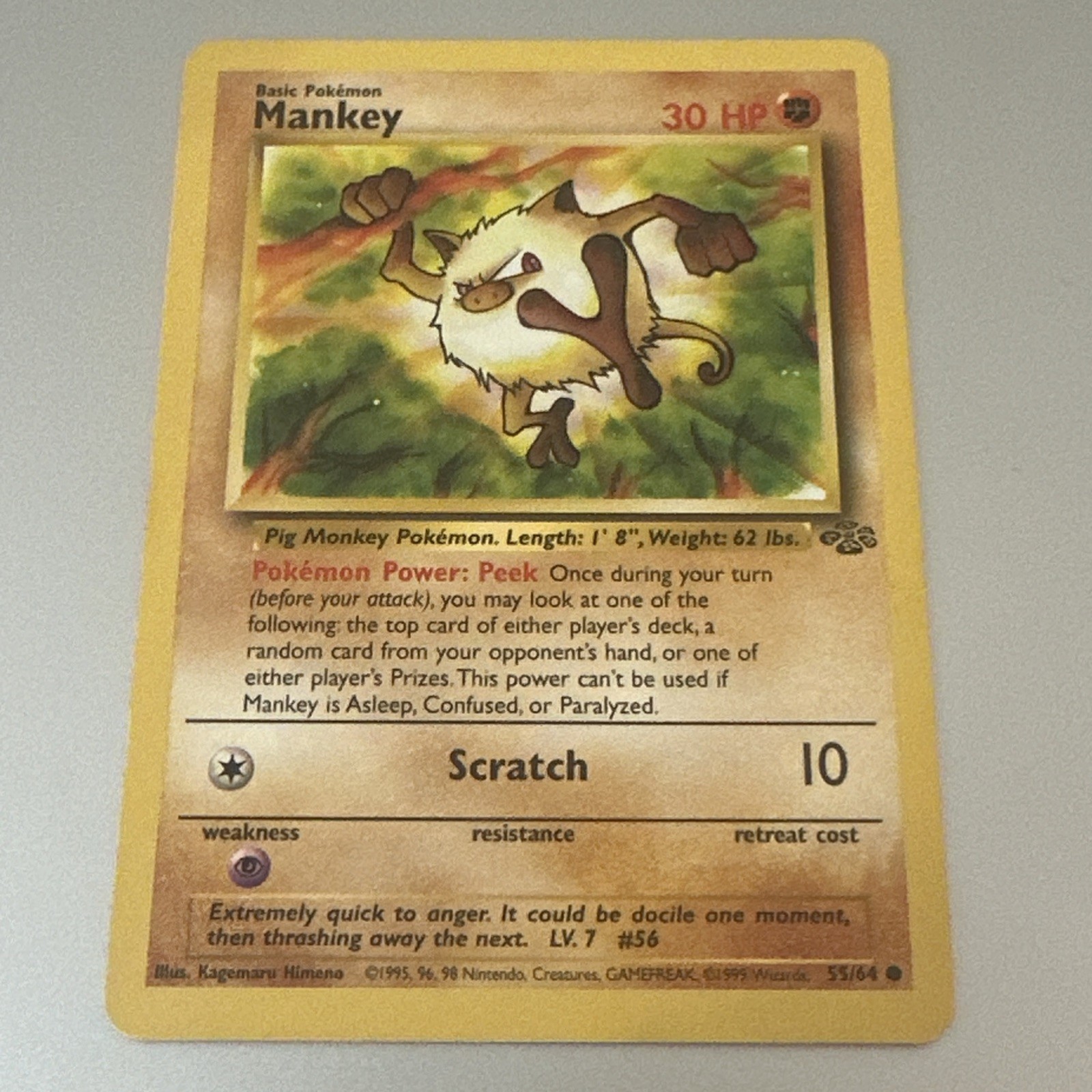 Pokémon Mankey 55/64 – Jungle 1999 – Vintage - Unlimited – LP - Buy 3 Get 2 Free