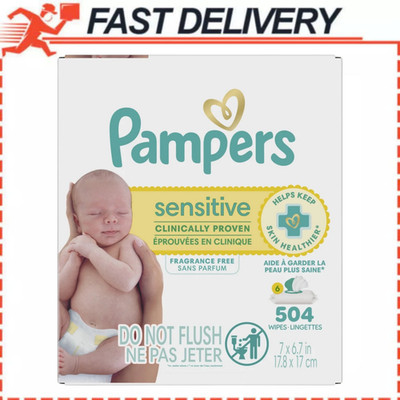 2 Pack - Pampers Sensitive Water Based Baby Wipes 504 Count Wipes 1008 Total New