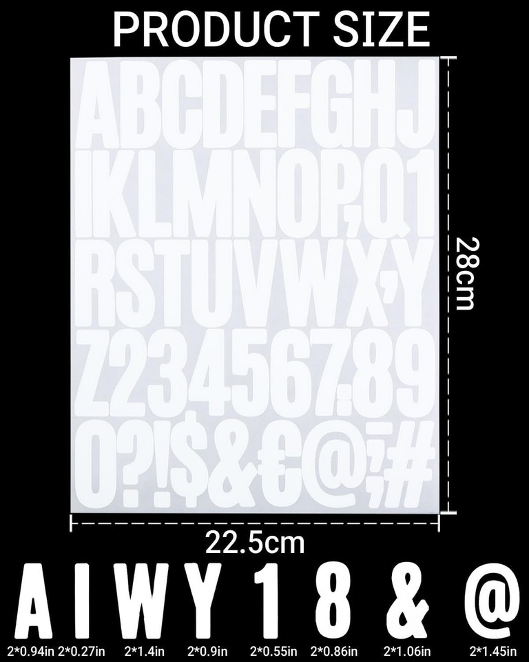 2 Inch Sticky Vinyl Letter Number Stickers, 4 Sheets Self Adhesive ...