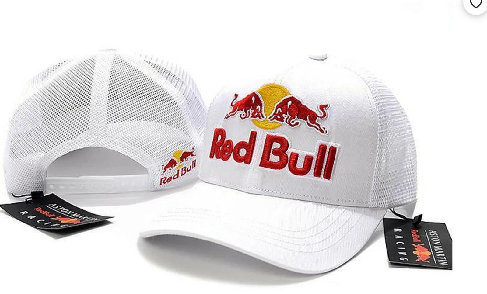 R White Trucker Cap w/3D Embroidered Main Logo.  Racing. F1.