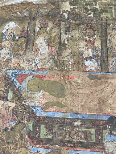 Dunhuang Mural Shakyamuni in Nirvana Amitabha Buddha Buddhist painting Antique - Picture 3 of 7