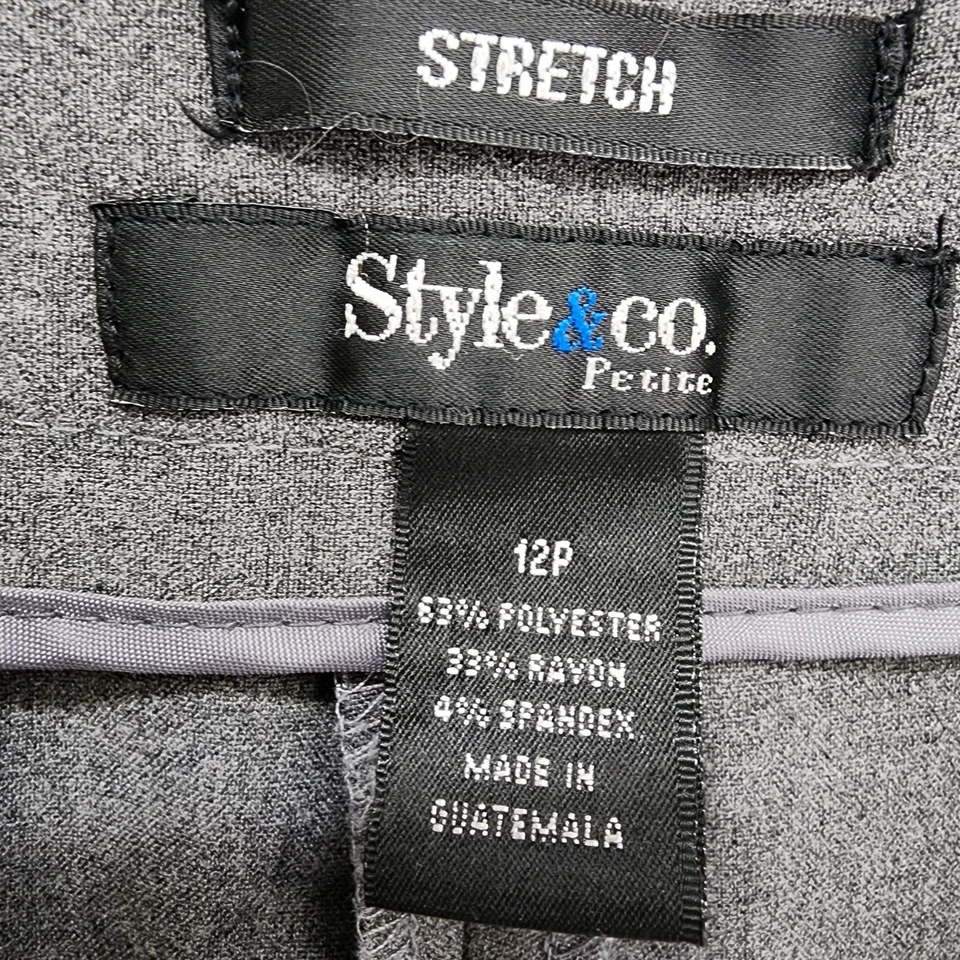 Style&Co Pants Womens 12P Gray High Rise Straight Leg Flat Front Trouser Stretch - Image 3 of 4