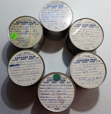 Set of Six Metal Tin 5x5 Empty Exposed Film Container