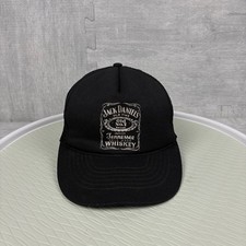 Vintage 80s Jack Daniels Trucker Hat Cap Snapback Black Tennessee Whiskey Rope