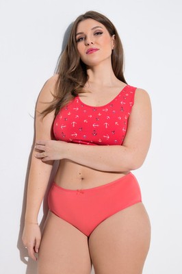 Ulla Popken Damen große Größen Midislips 5er Pack Blüten einfarbig 849140
