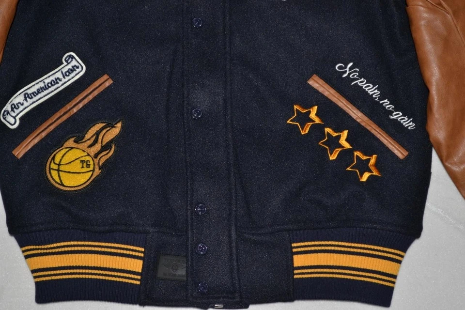 AUTHENTIC TOP GUN SHARK VARSITY MENS JACKET NAVY BROWN NWT - Image 3 of 4