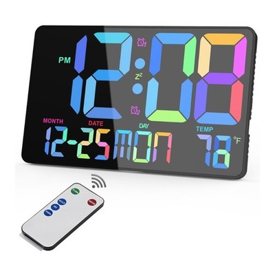 Large Digital Wall Clock with Remote Control Digital Alarm Clock with Snooze