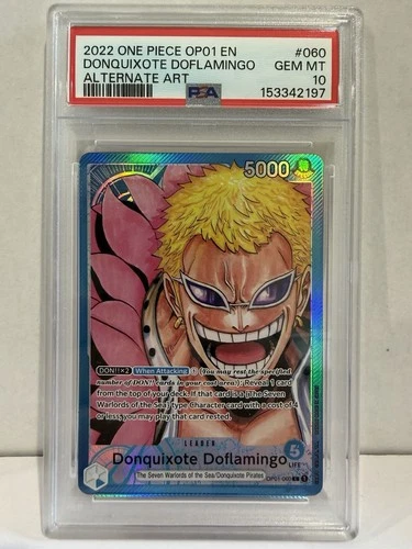 PSA 10 Donquixote Doflamingo OP01-060 Alt Art Leader One Piece Romance Dawn