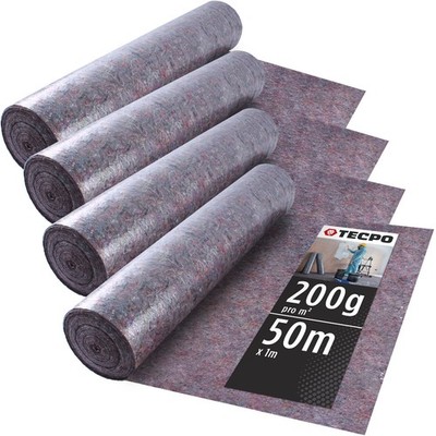 4x TECPO ABDECKVLIES MALERVLIES 50m SCHUTZVLIES 200g/m² ANTI-RUTSCH VLIES-ROLLE