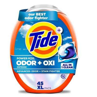 Tide Odor Defense + Oxi Laundry Detergent Pacs, Original 45 Count (Pack of 1) 