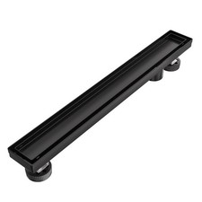 Offset Linear Shower Drain 12 Inch Matte Black with Reversible Flat  Tile In...