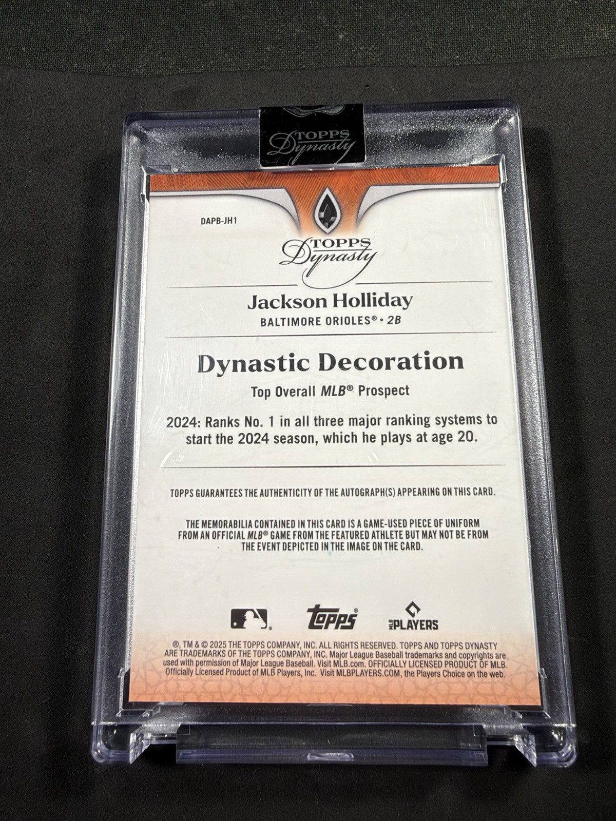 2025 Topps Dynasty Jackson Holliday Bronze Auto Patch /10 #DAPB-JH2 Orioles view 2
