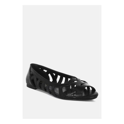 Women's Womens Moira Woven Peep Toe Flats Black