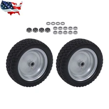 3x5.00-6 Flat Free Tire and Wheel Fit for Lawn and Garden Turf mowers 2PCS