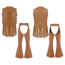 Mens Vest And Chaps Dress-up Cowboy Costume Suit Cosplay Dress Up Outfit Fancy