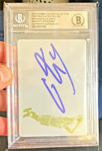 Panini 2015-16 Immaculate Shaquille O'Neal Magic #39 Yellow Plate 1/1 Auto BAS