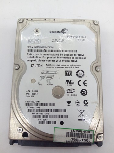 SEAGATE **ST9160310AS** 160GB *** SATA HDD Notebook 2,5 Zoll #NFP1912