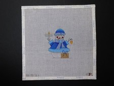 SNOWMAN W/MENORAH (LS20) Hand Painted Needlepoint