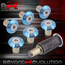 JDM 6PCS Billet Fender Washer Screw Bolts M6 Rivet Engine Bay Dress Up Kit Blue