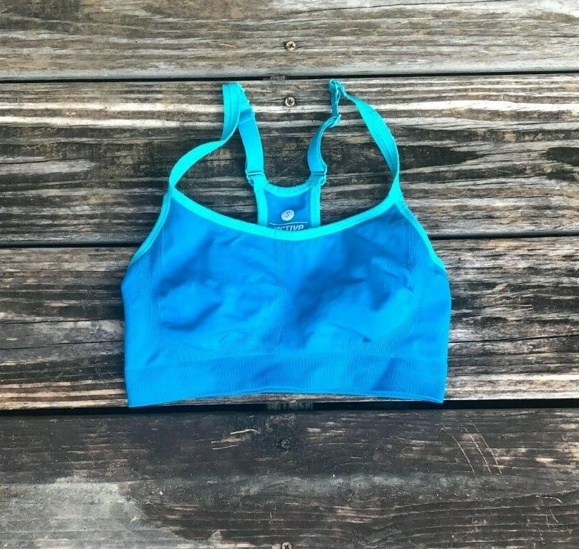 Teal/Turquoise Racerback Sports Bra with Adjustable Straps - Small