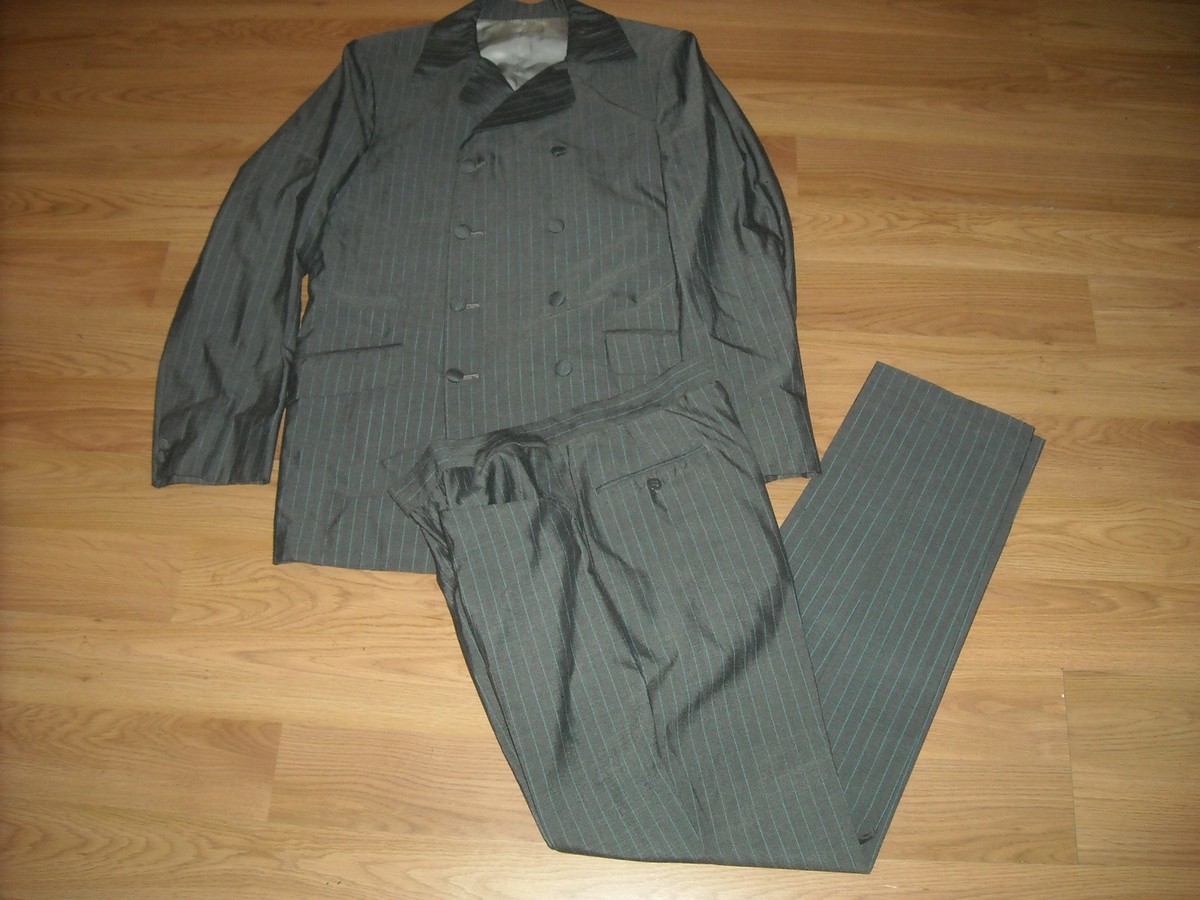 VTG 50S MENS SMALL PIN STRIPE 8 BUTTON DOUBLE BREASTED SUIT JACKET