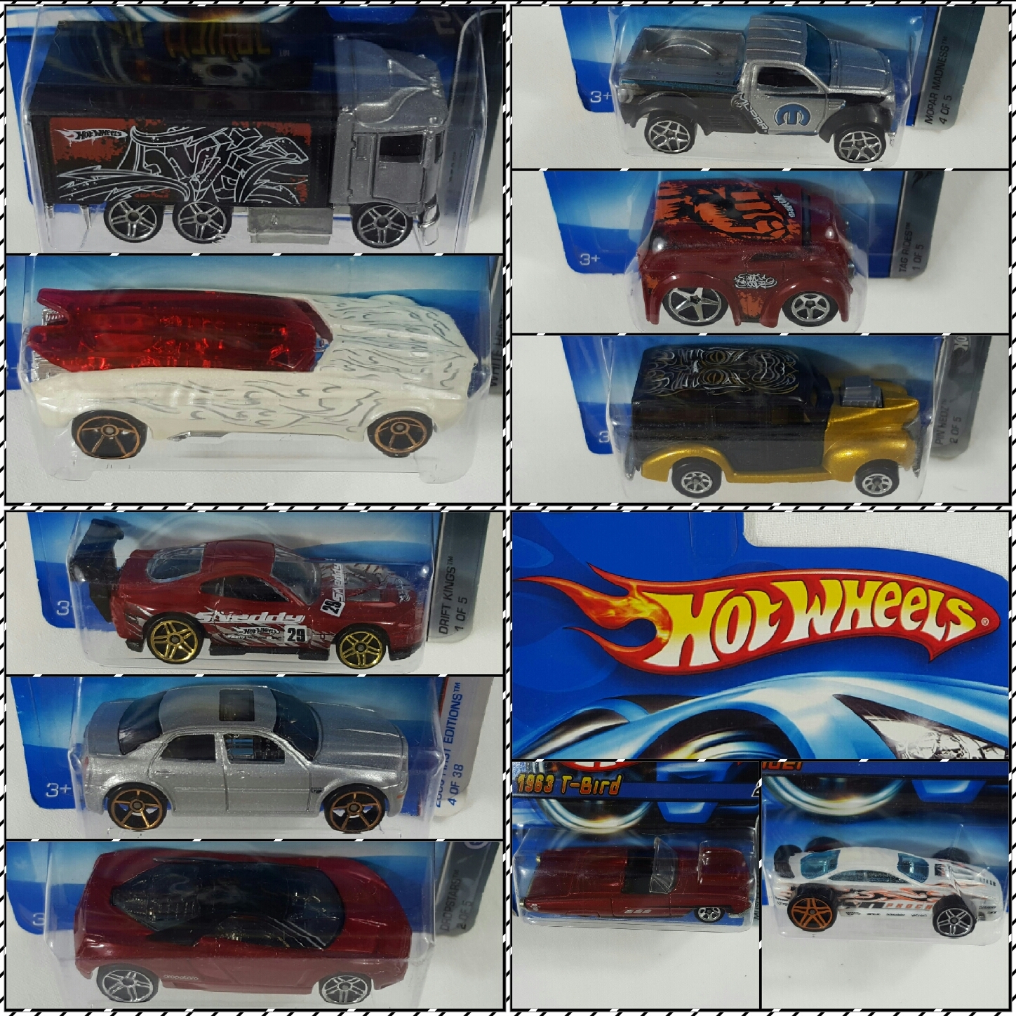 Hot Wheels - 2006 - Lot of 10 _ Slider T-Bird Dodge CadillacHemi TsunamiWhip 40 