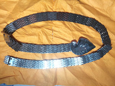 Vtg. 70's Womens silver metallic Stretch Belt Cleopatra Retro Glam disco fashion